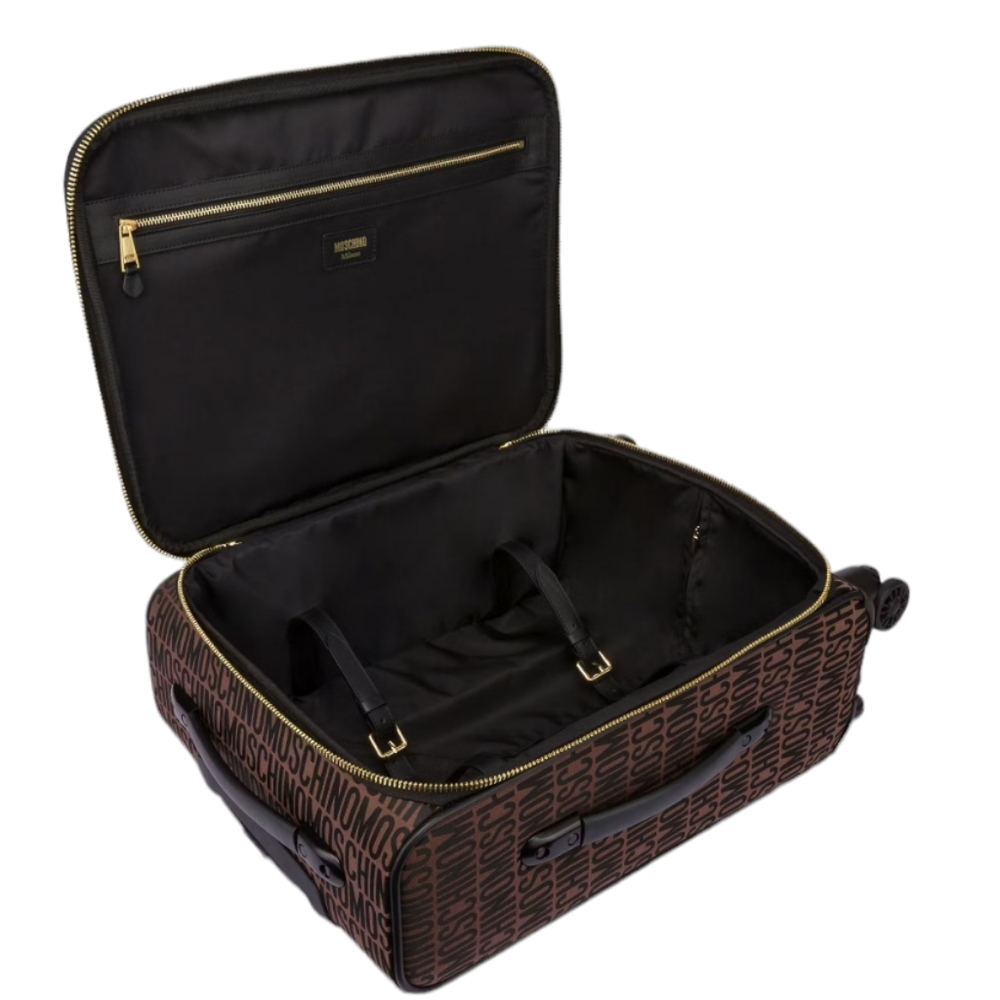 💕HP💕NWT MOSCHINO ALL-OVER LOGO NYLON TROLLEY CASE CARRY ON💕 - Picture 3 of 16